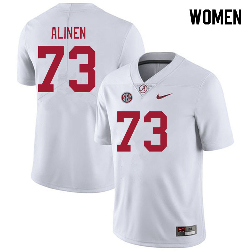 Women #73 Olaus Alinen Alabama Crimson Tide College Footabll Jerseys Stitched-White